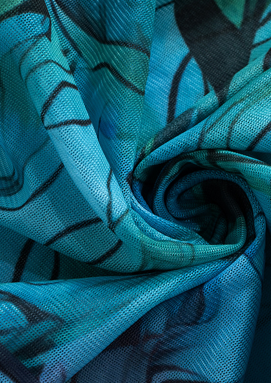 O-Neck Above Knee, Mini Long Sleeved Floral print Dark green and light blue coloring Misty atmosphere Post-internet aesthetics Floral pattern Style of translucent immersion See through material Textured detail, Cherryonce