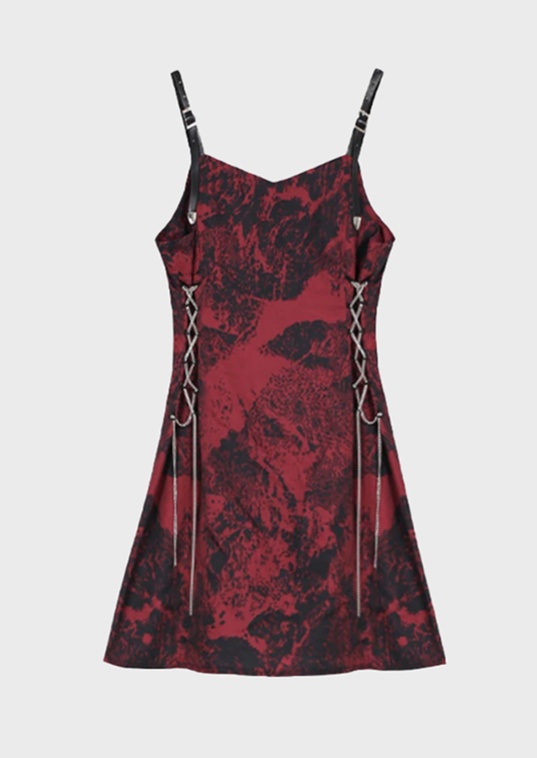 Gothic Red Crop Top Spider web details Zip up back Sleeveless Gen Z Square neckline, cherryonce