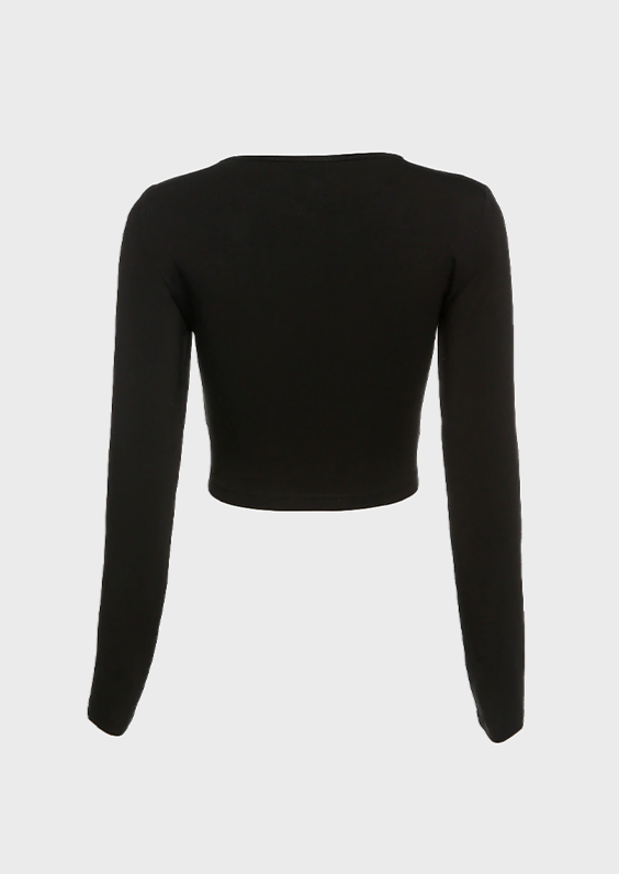 Black Cut Out Blouse Long sleeves Cut out details Asymmetric neckline Baddie Y2K, Cherryonce