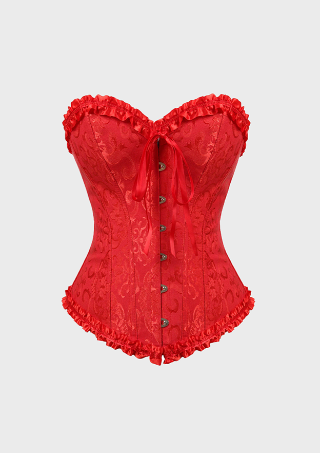 Ribbon Detail Flower Detail Tie Up Up Back Button Detail V-Neck Body Shaping drag queen, Cherryonce