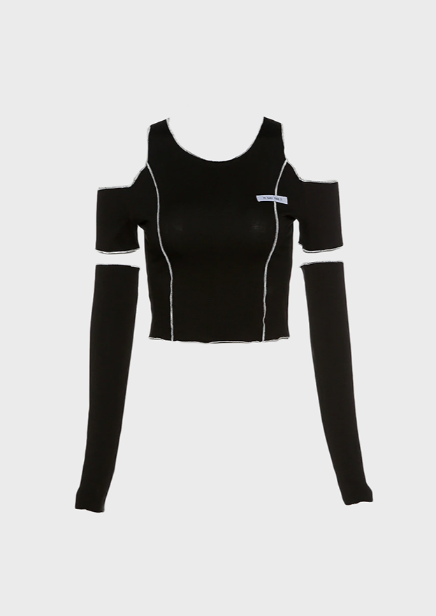 E-girl Black Blouse Jewel neck Long sleeves Y2K Baddie, cherryonce
