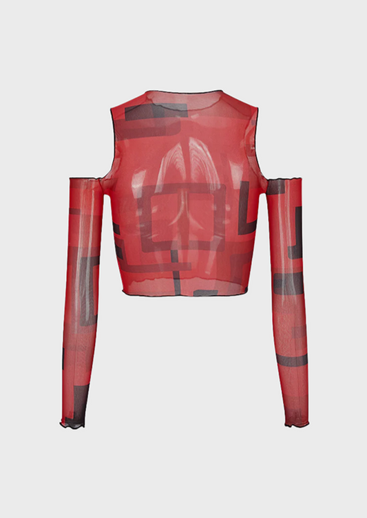 Red See Through Blouse