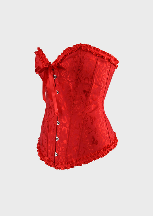 Ribbon Detail Flower Detail Tie Up Up Back Button Detail V-Neck Body Shaping drag queen, Cherryonce