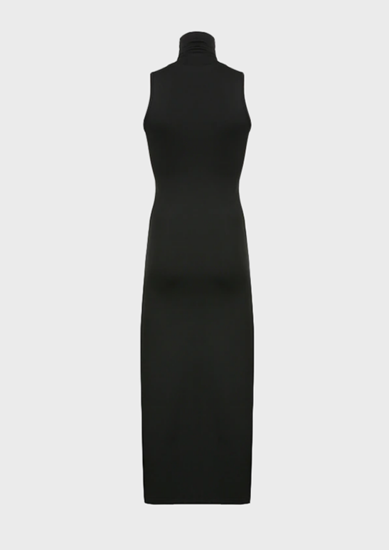 Black Gothic Dress Polo neck Long style Gothic Sleeveless Ankle length Cherryonce