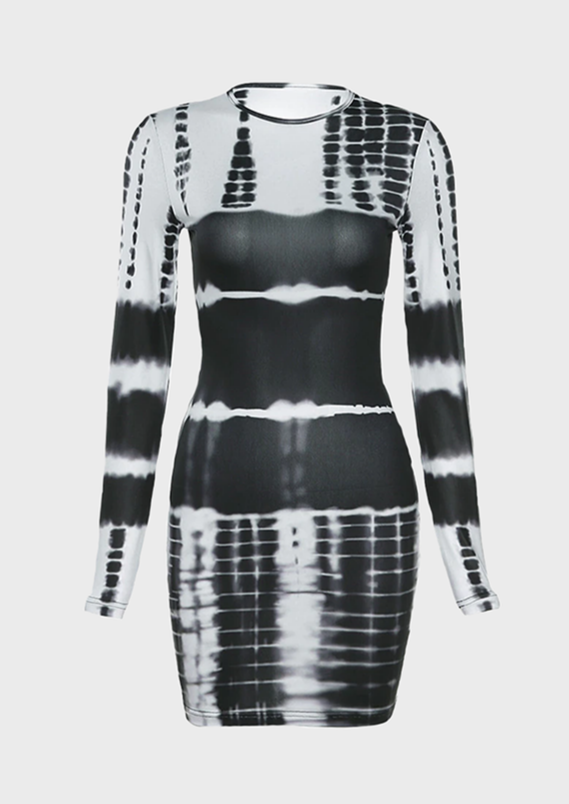 Jewel neck Long sleeves Mini length Bodycon style Baddie, cherryonce