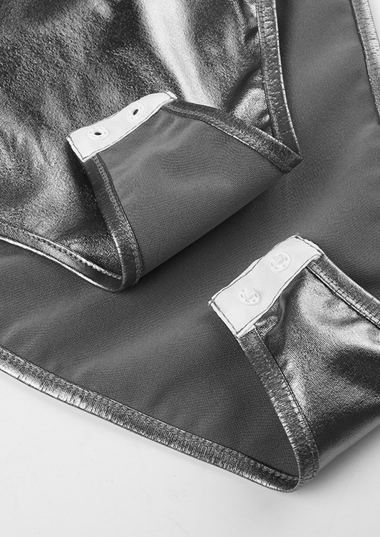 Body suit shoulder off. Metallic silver color Sleeveless Slight Stretch This Elliot Bodysuit is made with a slight stretch fabric, allowing for a comfortable and fashionable fit. The metallic silver color of the bodysuit, along with the shoulder-off design, will make it a statement piece in any wardrobe, Cherryonce