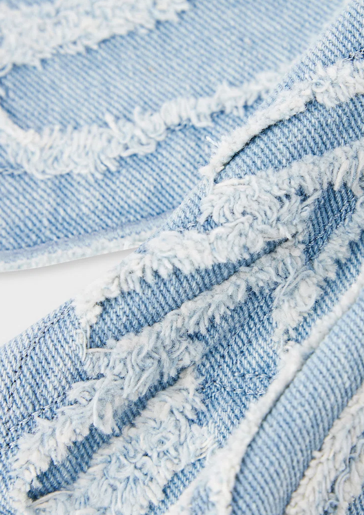 Butterfly design crop top Tie up neck and back Denim design Y2K Deep neck, cherryonce