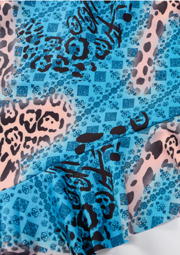 Baby Blue Mini Dress Sleeveless Leopard print Mini length Cut out details Edge shoulder Y2K