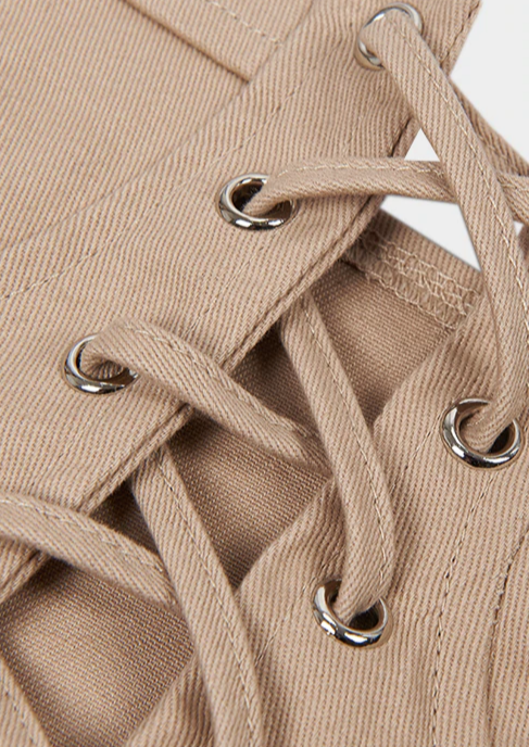 Beige body shaping corset Tie up front summer fashion