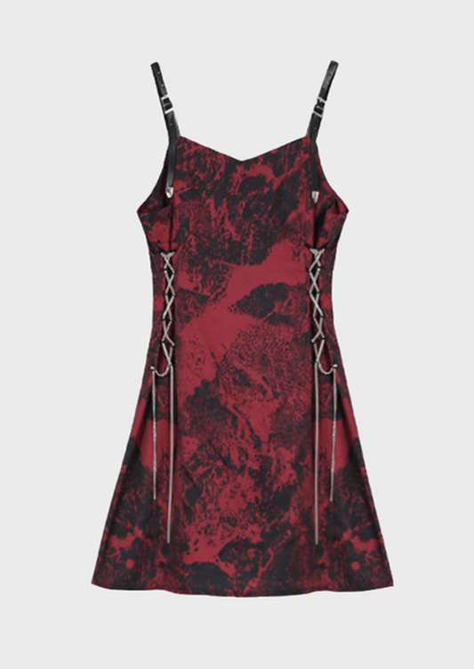 Gothic Red Crop Top Spider web details Zip up back Sleeveless Gen Z Square neckline, cherryonce