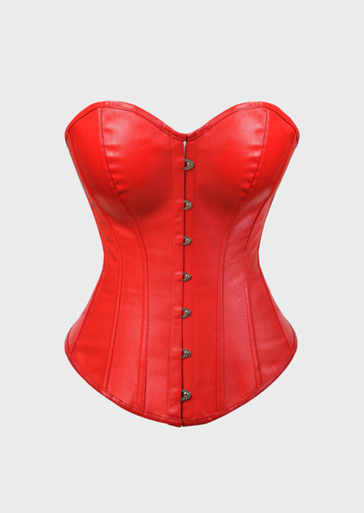 Cherry Red Tie Up Back Button Details V-Neck Slim Fit Body Shaping y2k, sexy, baddie, drag queen show corset